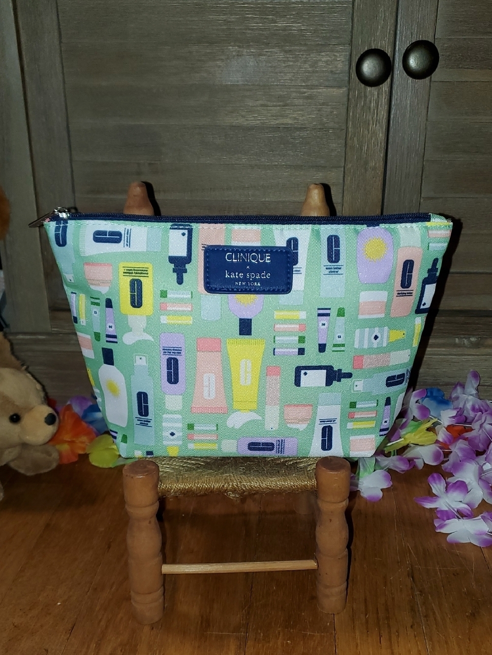 Clinique x Kate Spade New York Cosmetic Pouch - Mint Multi